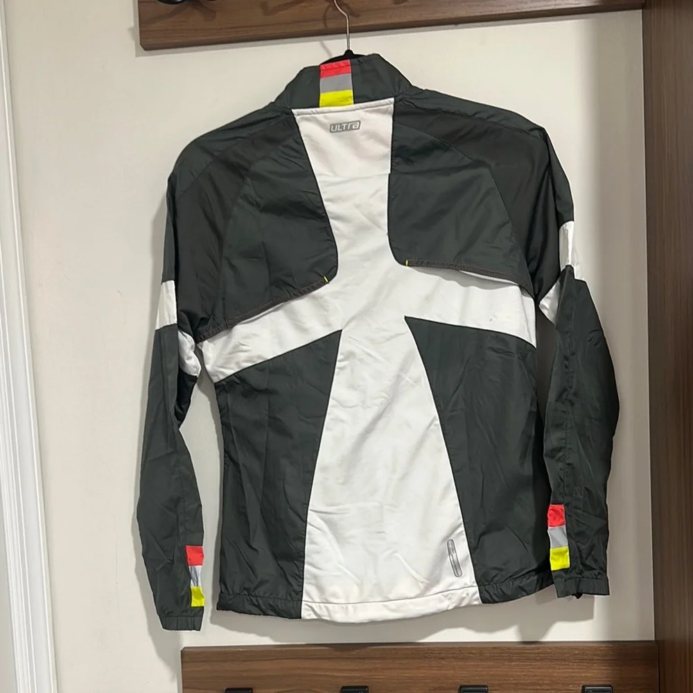 Women’s Dark Grey & White Zip Up Windbreaker Jacket Medium - Picture 8 of 8